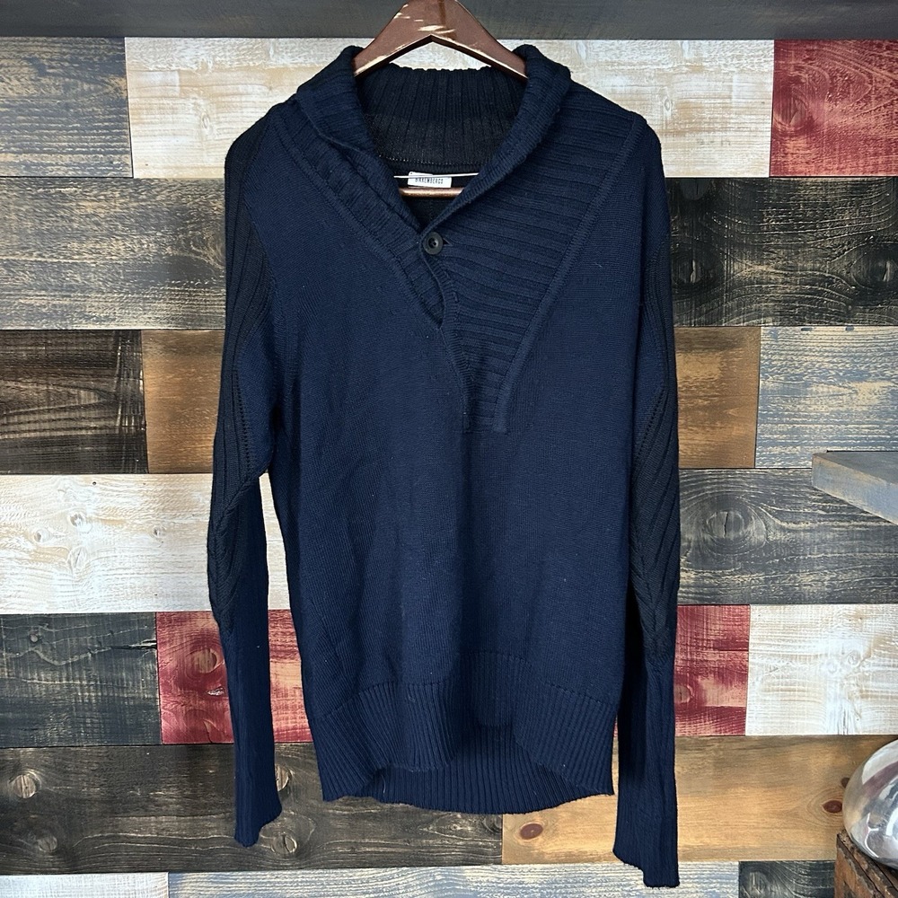dirk bikkembergssnawl Sweater Cardigan Navy Blue Mens Large Merino